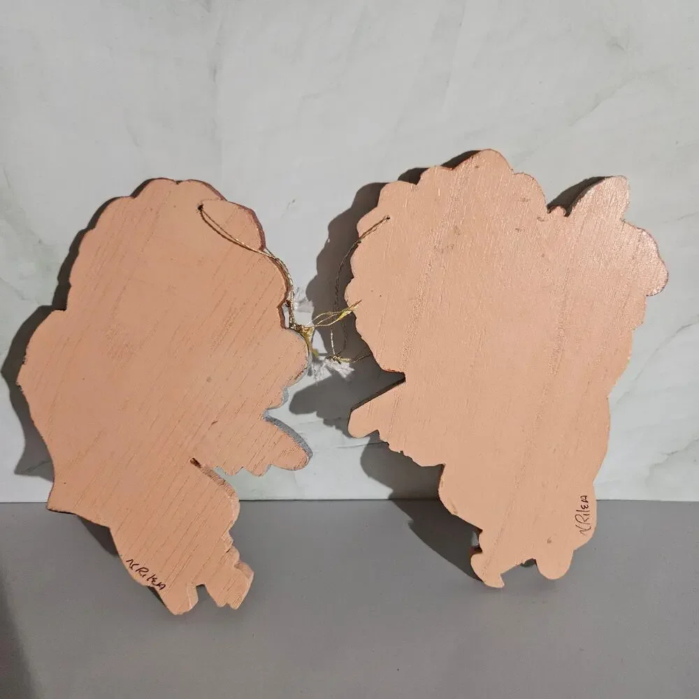 2 Baby Wooden Angels Christmas Ornaments